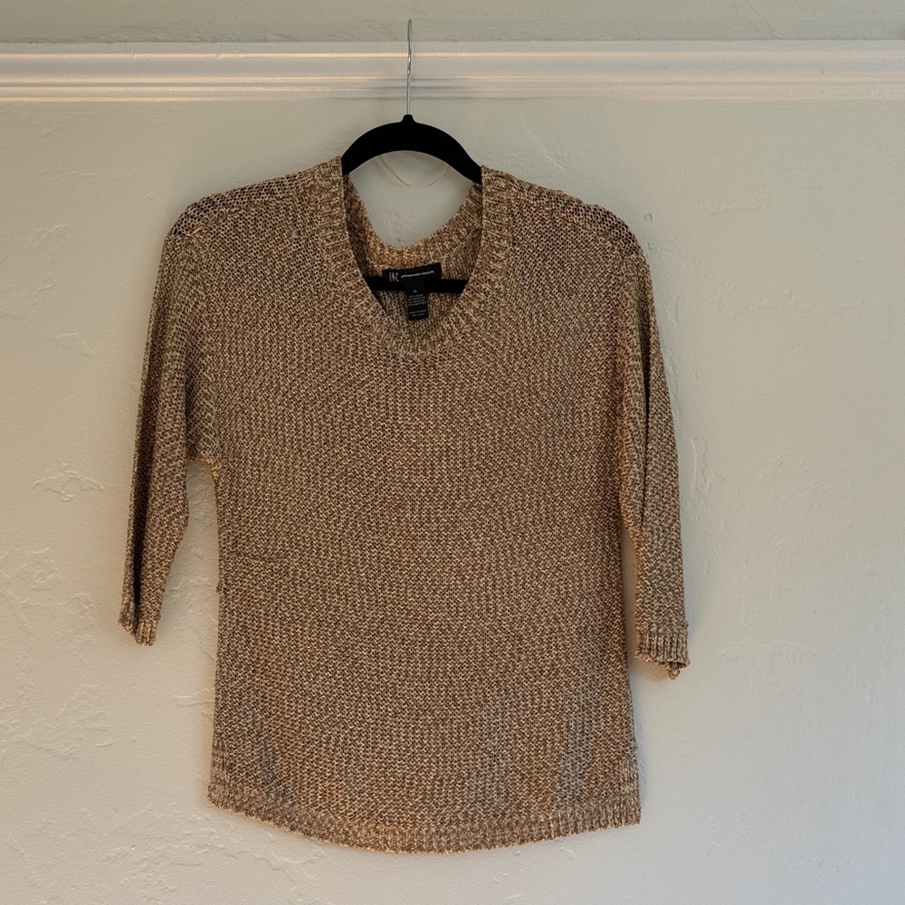 INC International Concepts V-Neck Sweater in Beige